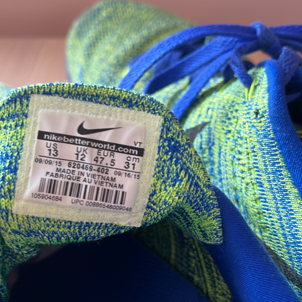 NIKE Flyknit Air Max Racer Blue Volt Mens 13 - Picture 8 of 10